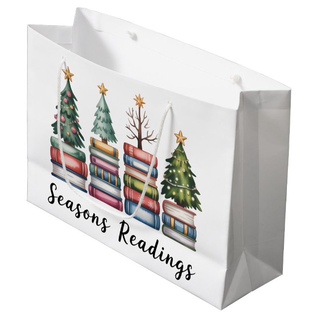 Christmas Book Lover Teacher Reading Season Xmas Große Geschenktüte (Vorderseite Schrägansicht)