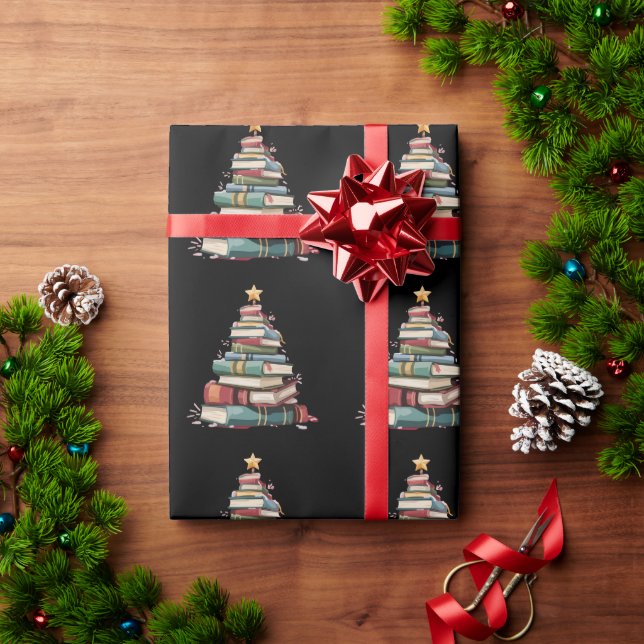 Christmas Books Tree Book Lover Teachers Bookworm  Geschenkpapier (Feiertagsgeschenk)