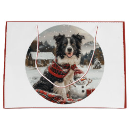 Christmas Border Collie Dog Snowman Große Geschenktüte