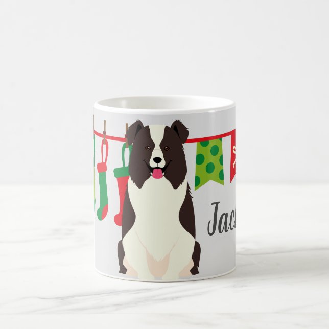 Christmas Border Collie Personalisiert Kaffeetasse (Mittel)