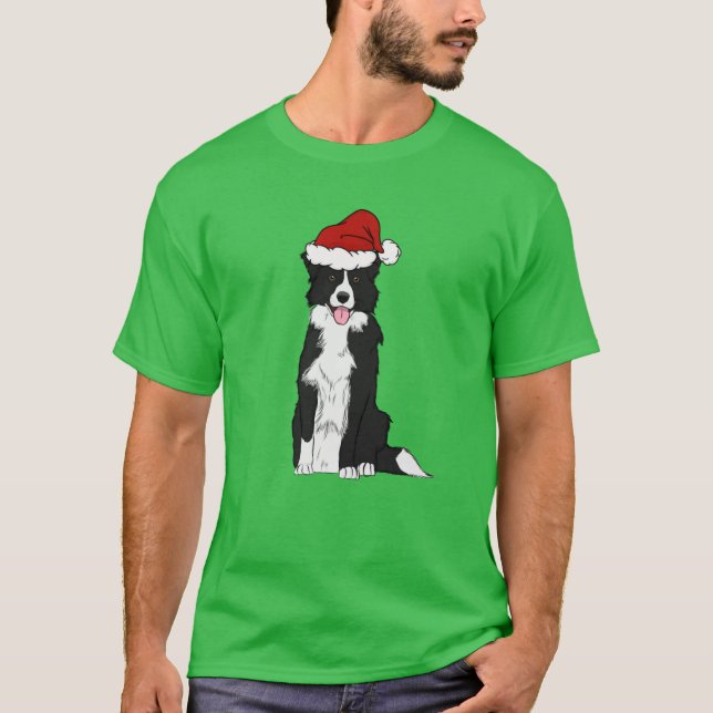 Christmas Border Collie retro T-Shirt (Vorderseite)
