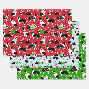 Christmas Border Collie Throw Kissen Geschenkpapier Set