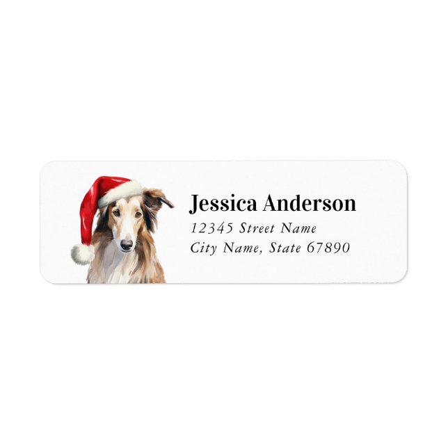 Christmas Borzoi Dog Rücksendeadressen-Aufkleber (Vorne)