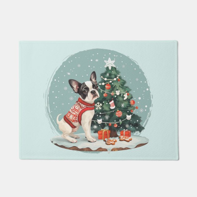 Christmas Boston Terrier Dog Fußmatte (Vorderseite)