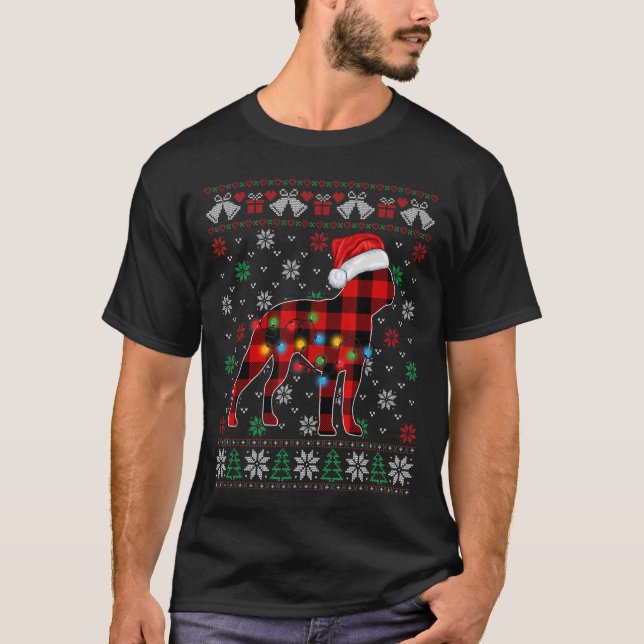 Christmas Boston Terrier Dog Weihnachtsmannmütze U T-Shirt (Vorderseite)