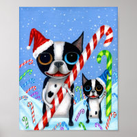Christmas Boston Terrier Dogs Candy Cane Weihnacht