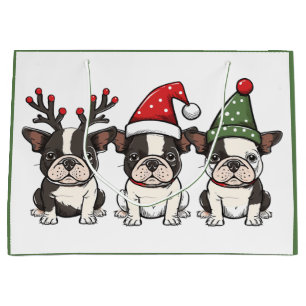 Christmas Boston Terrier Dogs Große Geschenktüte