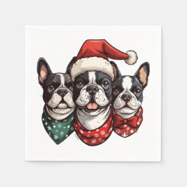 Christmas Boston Terrier Dogs Serviette