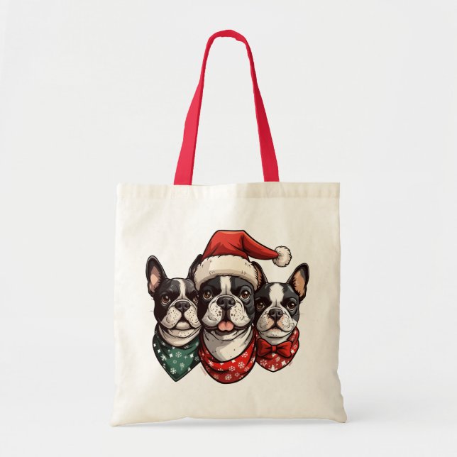 Christmas Boston Terrier Dogs Tragetasche (Vorne)