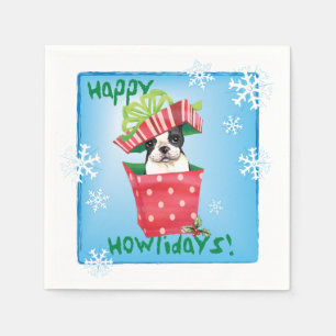Christmas Boston Terrier Serviette
