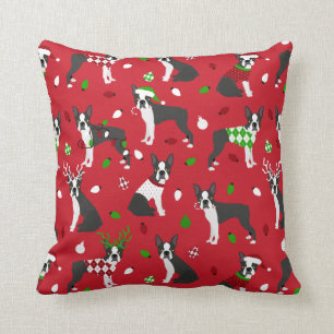 Christmas Boston Terrier Throw Kissen