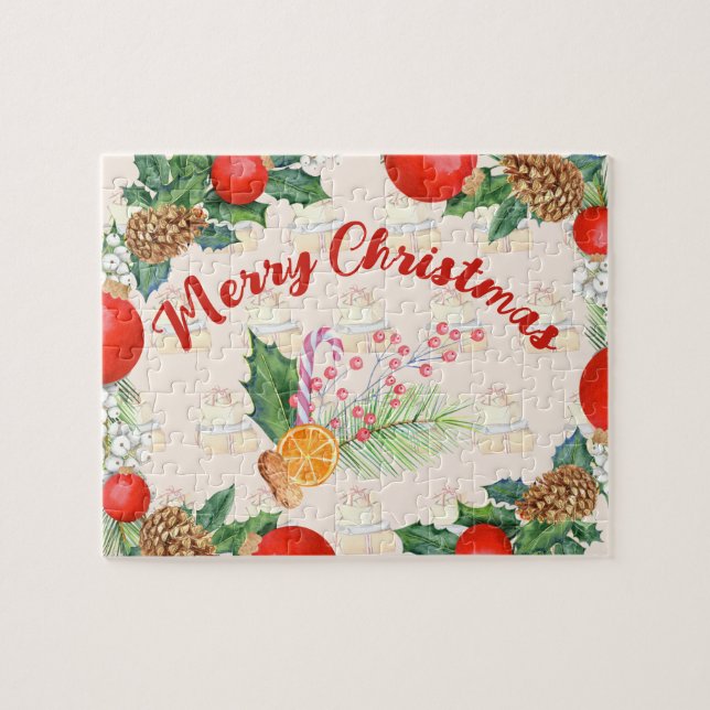 Christmas Bouquet Burnt Orange Candy Barry Wreath (Horizontal)