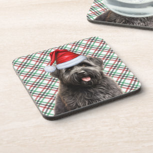 Christmas Bouvier Dog Red Green Kariert Holiday Getränkeuntersetzer