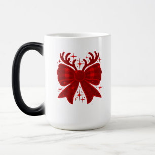 Christmas Bow Kariert Pattern Red Verwandlungstasse