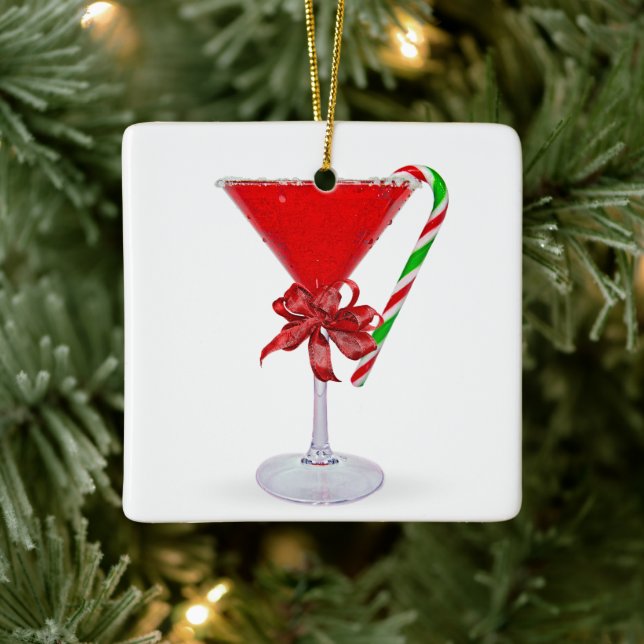 Christmas Bow On  Martini Cocktail Keramikornament (Baum)
