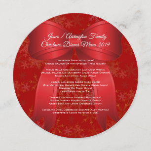 Christmas Bow Red Family Dinner Menu Modèle