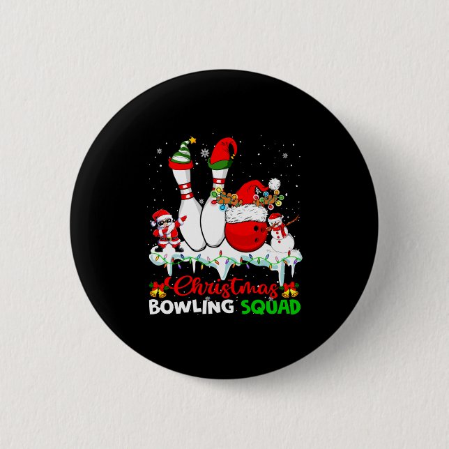 Christmas Bowling Squad Dabbing Santa Elf Bowling  Button (Vorderseite)