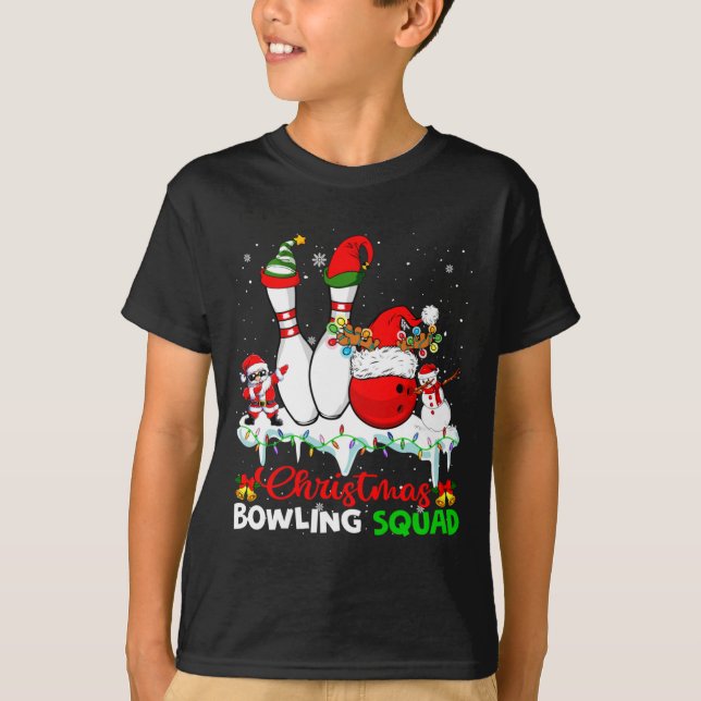 Christmas Bowling Squad Dabbing Santa Elf Bowling  T-Shirt (Vorderseite)