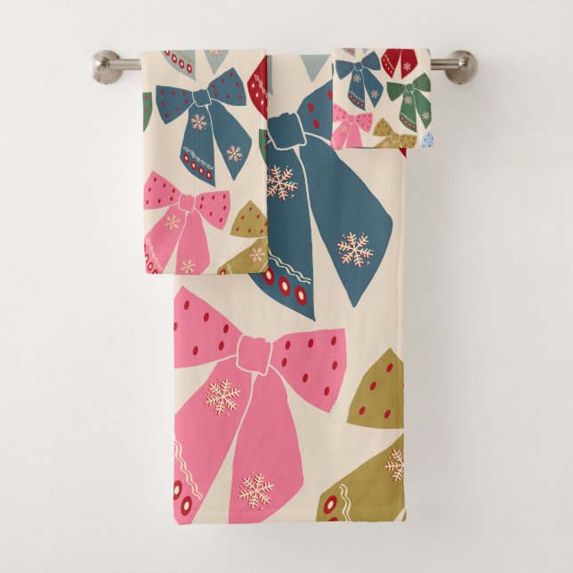 Christmas Bows Coquette Badhandtuch Set (Insitu)