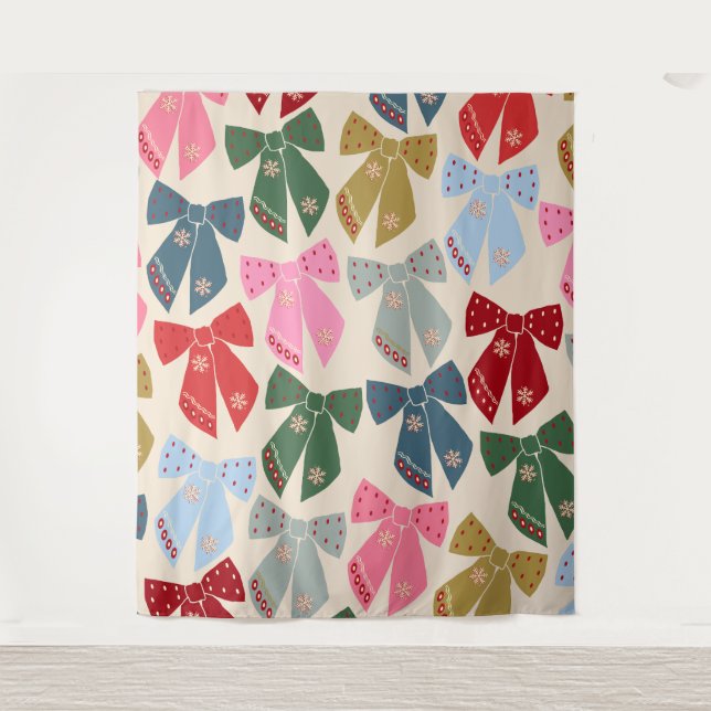 Christmas Bows Coquette Wandteppich (Vorderseite)