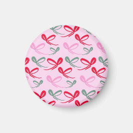 Christmas bows green pink whimiscal hand drawn magnet