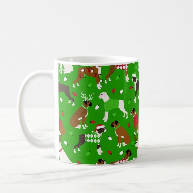 Christmas Boxer Dog Tasse (Links)