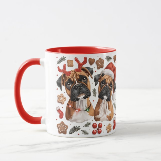 Christmas Boxer Hunde Tasse (Links)
