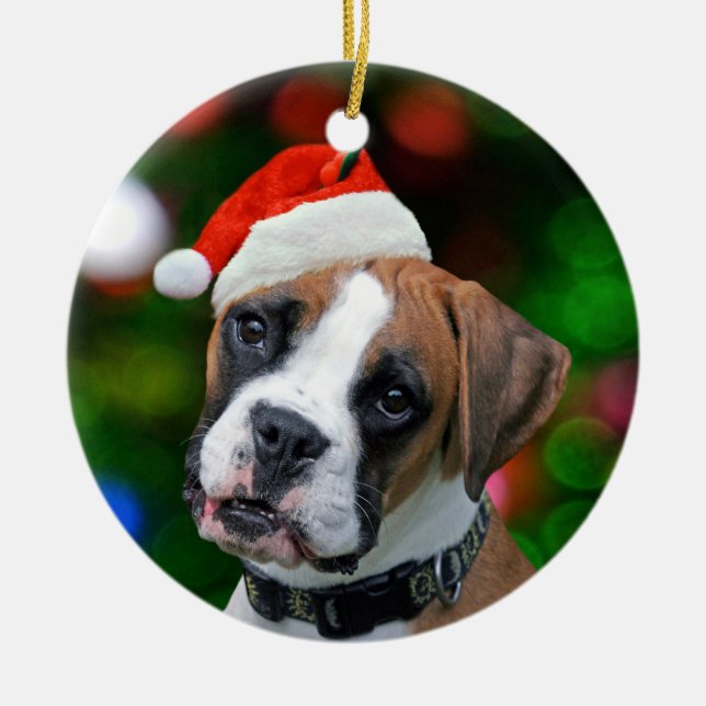 Christmas Boxer Keramik Ornament (Vorne)
