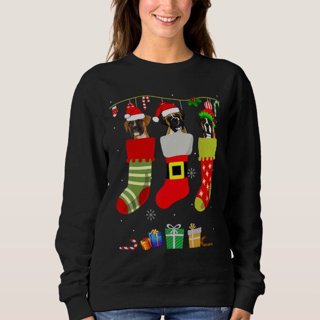 Christmas Boxer Pajama Dog Socks Light Weihnachtsm Sweatshirt (Vorderseite)