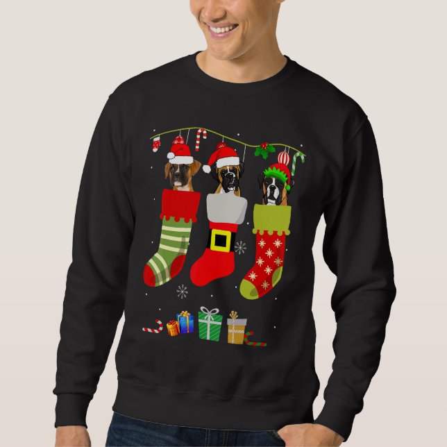 Christmas Boxer Pajama Dog Socks Light Weihnachtsm Sweatshirt (Vorderseite)