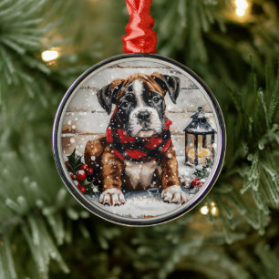 Christmas Boxer Puppy Ornament Aus Metall