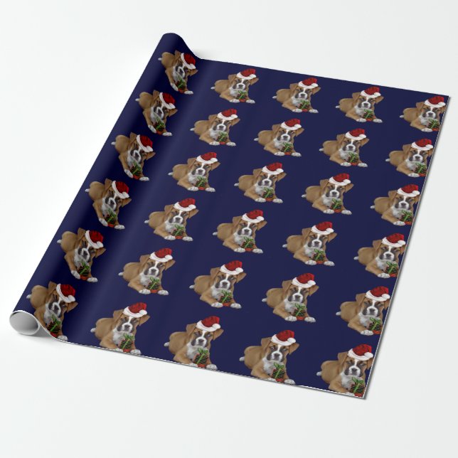 Christmas Boxer Welpe Geschenkpapier (Ungerollt)