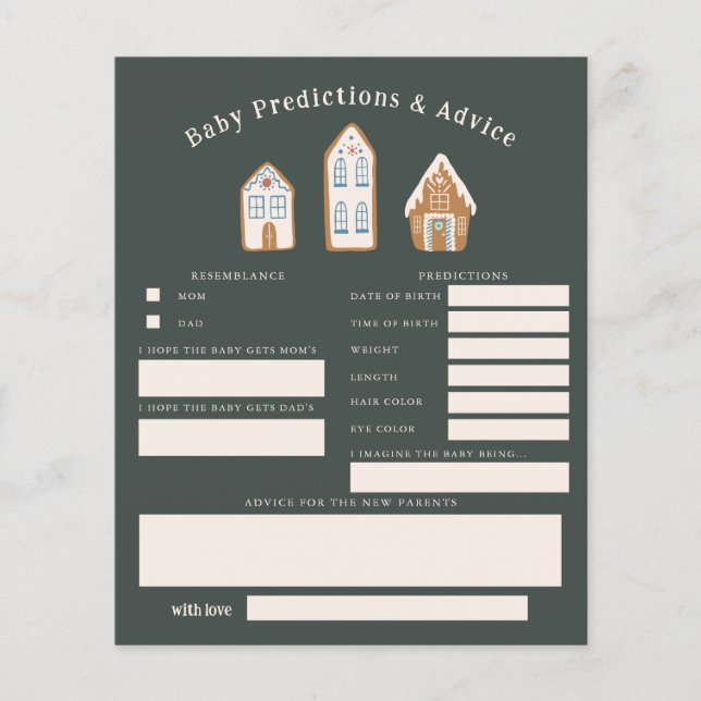 Christmas Boy Baby Shower Baby Predictions Card (Vorderseite)