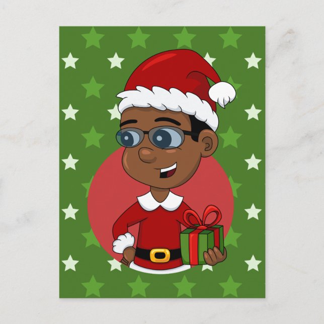 Christmas boy cartoon holiday postcard feiertagspostkarte (Vorderseite)