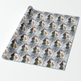 Christmas Boy With Pine Tree and Dog Geschenkpapier