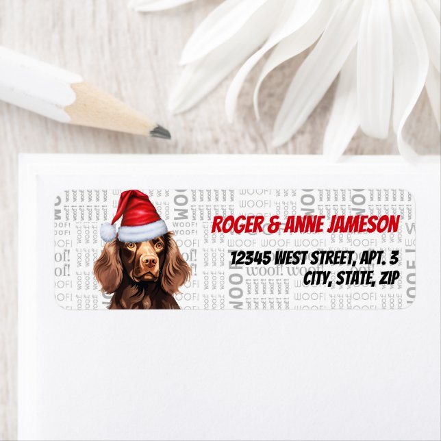 Christmas Boykin Spaniel Dog Holiday Adresse (Insitu)