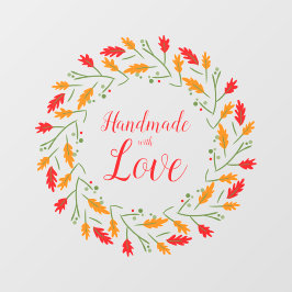 Christmas Branches Handmade with Love Quote Fensteraufkleber