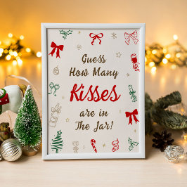 Christmas Bridal Shower Guess How Many Kisses Poster