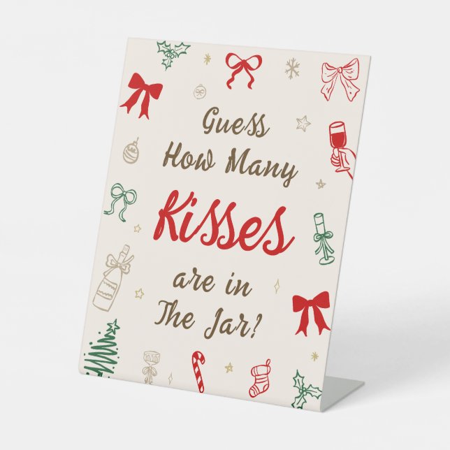 Christmas Bridal Shower Guess How Many Kisses Sockelschild (Vorderseite)