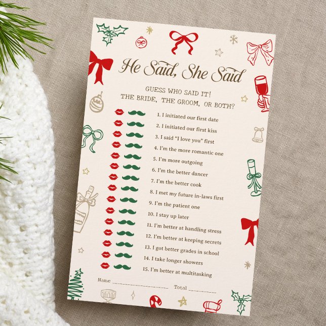 Christmas Bridal Shower He Said She Said Game (Von Creator hochgeladen)