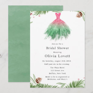 Christmas Bridesmaid Dress Brautparty Einladung
