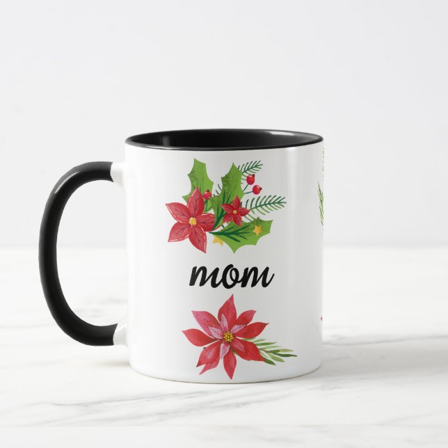 Christmas Bright Holly Black Script Mama Black Tasse (Links)
