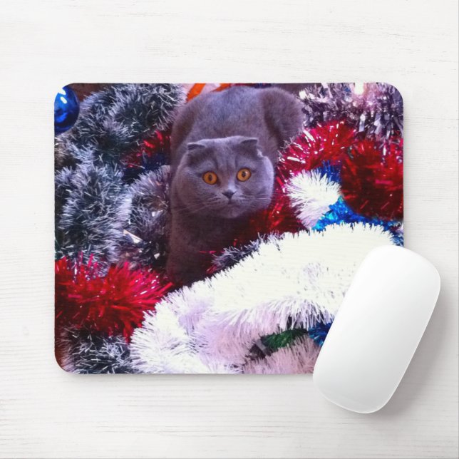 Christmas British Blue Mousepad (Mit Mouse)