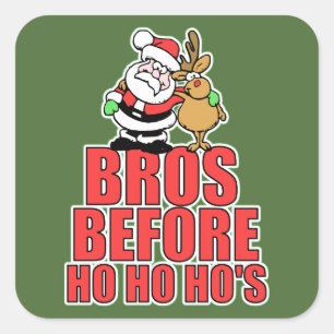 Christmas Bros Santa und Rudolph Quadratischer Aufkleber