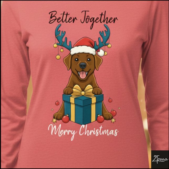 Christmas Brown Labrador Gift Graphic Reindeer Tri-Blend Shirt (Von Creator hochgeladen)