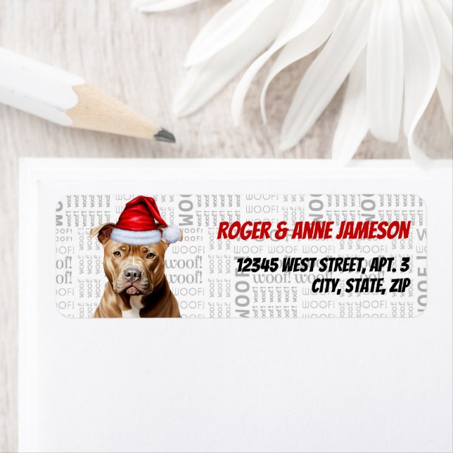 Christmas Brown Pitbull Dog Rücksendeadresse (Insitu)