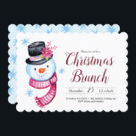 Christmas Brunch Niedlich Watercolor Snowman Scrip Einladung<br><div class="desc">Niedlicher Schneemann in Wasserfarbe mit Poinsettia und gestreifter Schal-Illustration. Verwenden Sie die Vorlage,  um den Text für Ihren Weihnachtsbrunch anzupassen. Kunstwerk von Valarie Wade.</div>