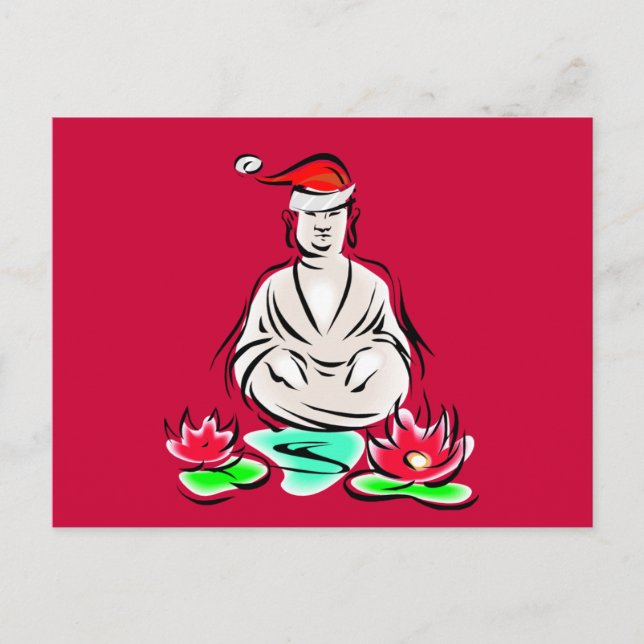 Christmas Buddha drawing Feiertagspostkarte (Vorderseite)