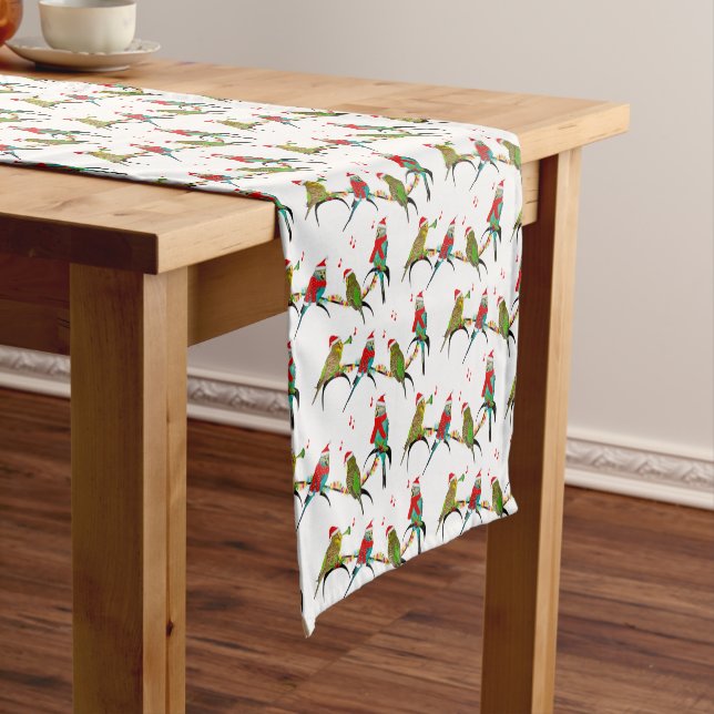 Christmas Budgie Frenzy Table Runner (wählen Sie C Kurzer Tischläufer (Beispiel)