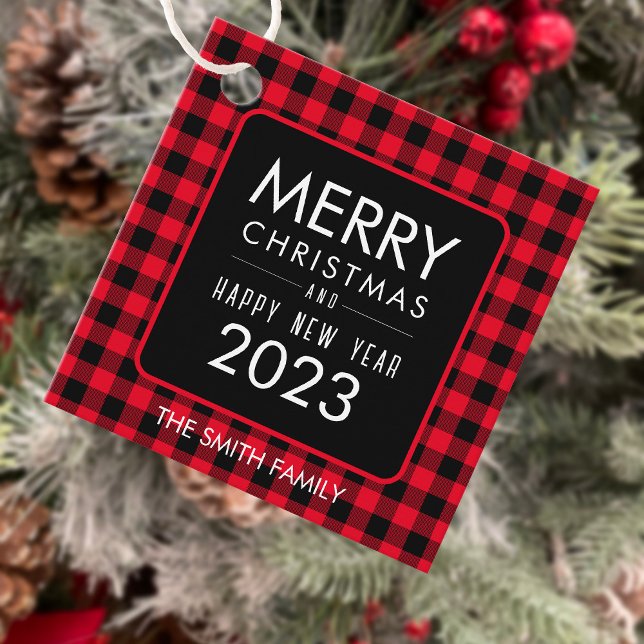 Christmas Buffalo Kariert Geschenkanhänger (Von Creator hochgeladen)